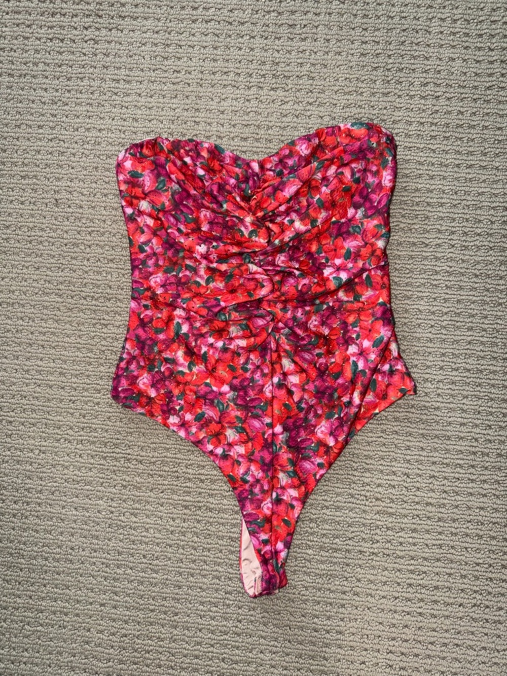 For Love & Lemons Floral Strapless Bodysuit